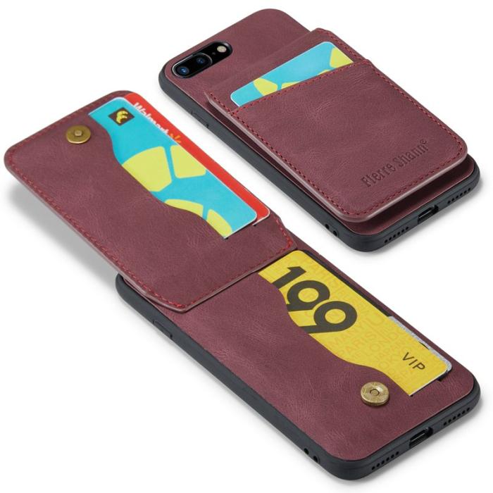 FIERRE SHANN - FIERRE SHANN för iPhone 7 Plus/8 Plus Fodral PU Läder - Röd