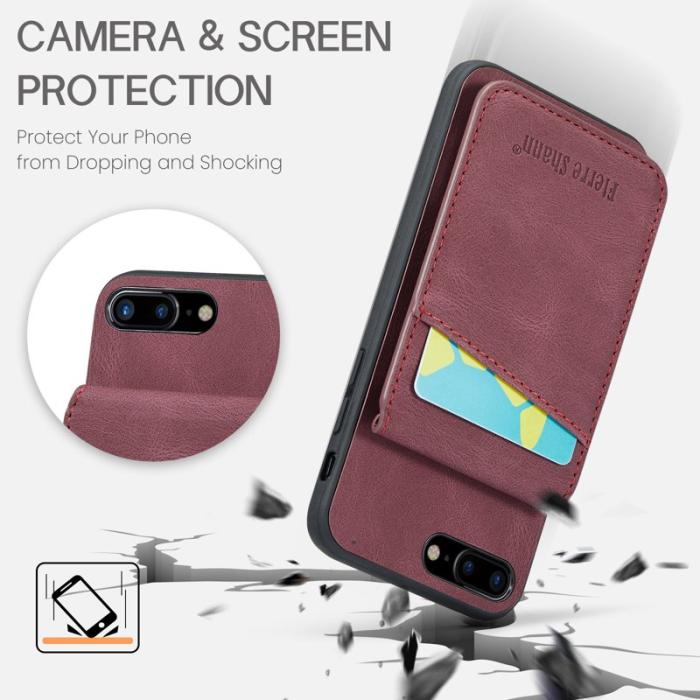 FIERRE SHANN - FIERRE SHANN för iPhone 7 Plus/8 Plus Fodral PU Läder - Röd