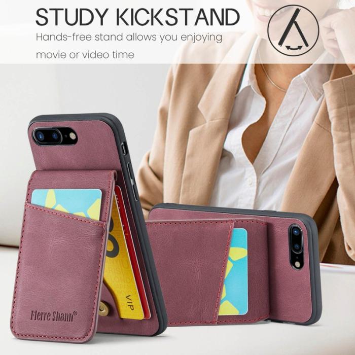 FIERRE SHANN - FIERRE SHANN för iPhone 7 Plus/8 Plus Fodral PU Läder - Röd