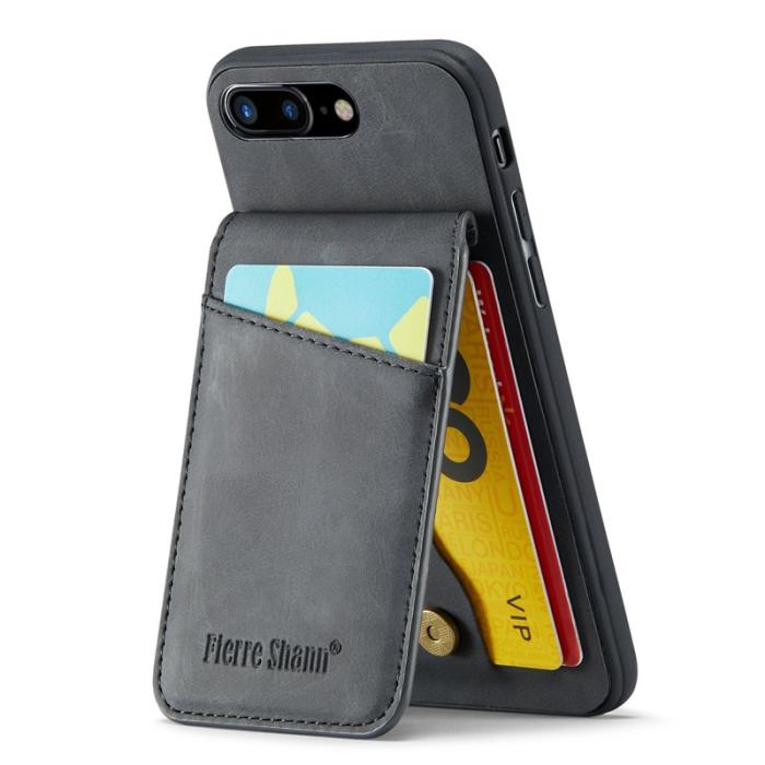 FIERRE SHANN - FIERRE SHANN för iPhone 7 Plus/8 Plus Fodral PU Läder - Svart