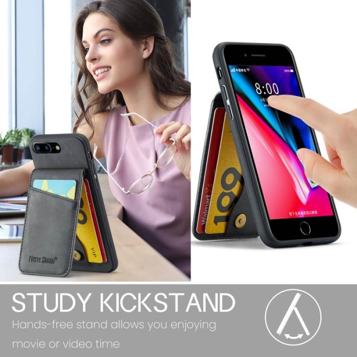 FIERRE SHANN - FIERRE SHANN för iPhone 7 Plus/8 Plus Fodral PU Läder - Svart