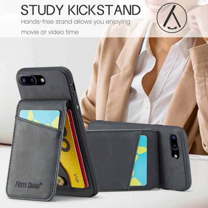 FIERRE SHANN - FIERRE SHANN för iPhone 7 Plus/8 Plus Fodral PU Läder - Svart