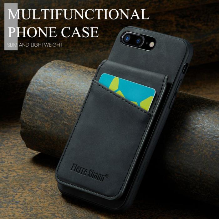 FIERRE SHANN - FIERRE SHANN för iPhone 7 Plus/8 Plus Fodral PU Läder - Svart