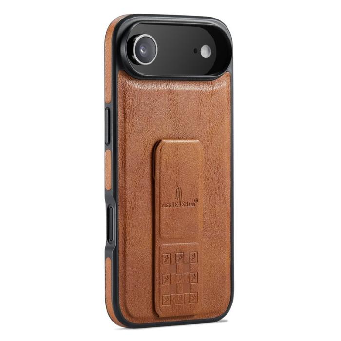 FIERRE SHANN - FIERRE SHANN för iPhone Air Fodral Kickstand Äkta läder - Brun