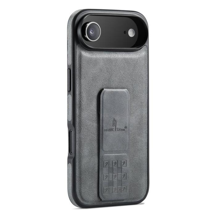 FIERRE SHANN - FIERRE SHANN för iPhone Air Fodral Kickstand Äkta läder - Grå