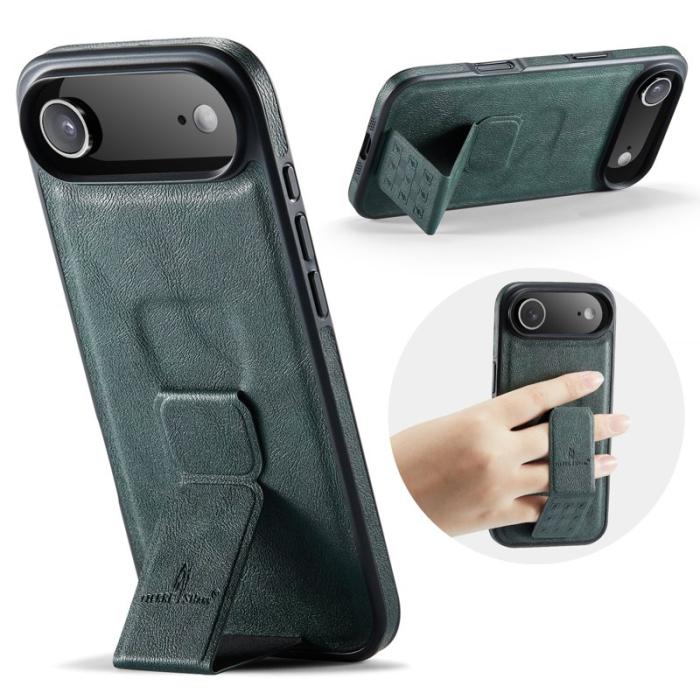 FIERRE SHANN - FIERRE SHANN för iPhone Air Fodral Kickstand Äkta läder - Grön