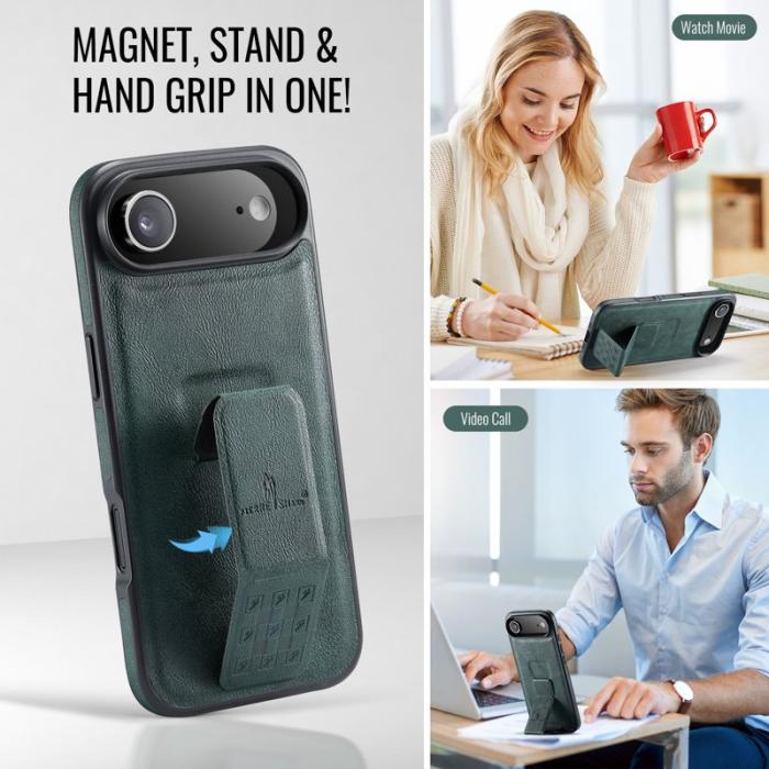 FIERRE SHANN - FIERRE SHANN för iPhone Air Fodral Kickstand Äkta läder - Grön