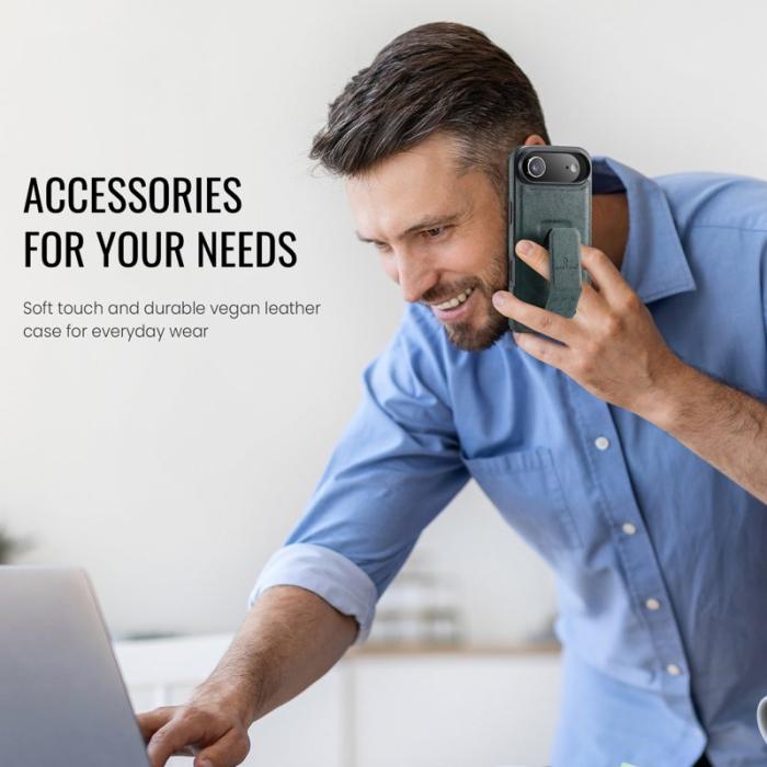 FIERRE SHANN - FIERRE SHANN för iPhone Air Fodral Kickstand Äkta läder - Grön