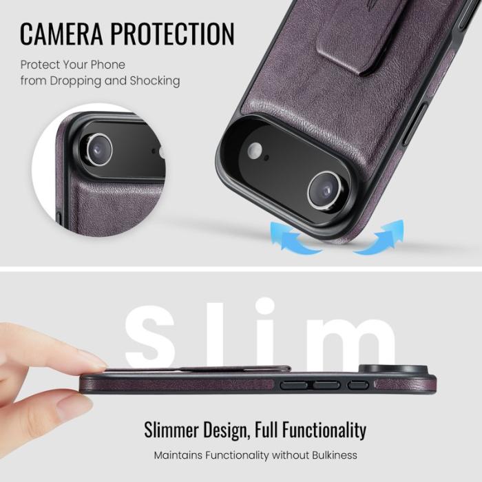 FIERRE SHANN - FIERRE SHANN för iPhone Air Fodral Kickstand Äkta läder - Lila