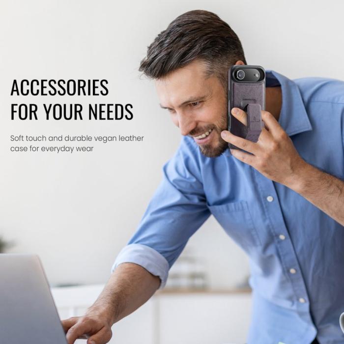 FIERRE SHANN - FIERRE SHANN för iPhone Air Fodral Kickstand Äkta läder - Lila