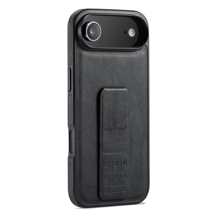 FIERRE SHANN - FIERRE SHANN för iPhone Air Fodral Kickstand Äkta läder - Svart