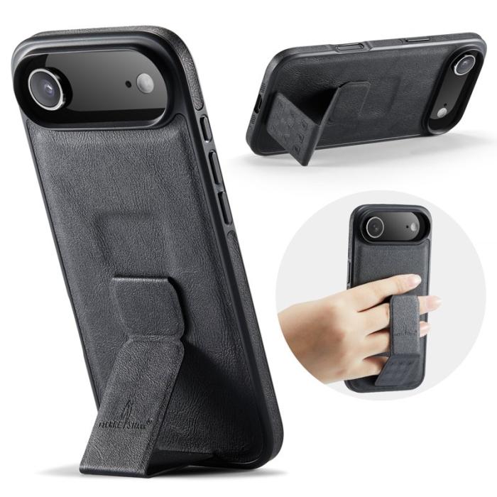 FIERRE SHANN - FIERRE SHANN för iPhone Air Fodral Kickstand Äkta läder - Svart