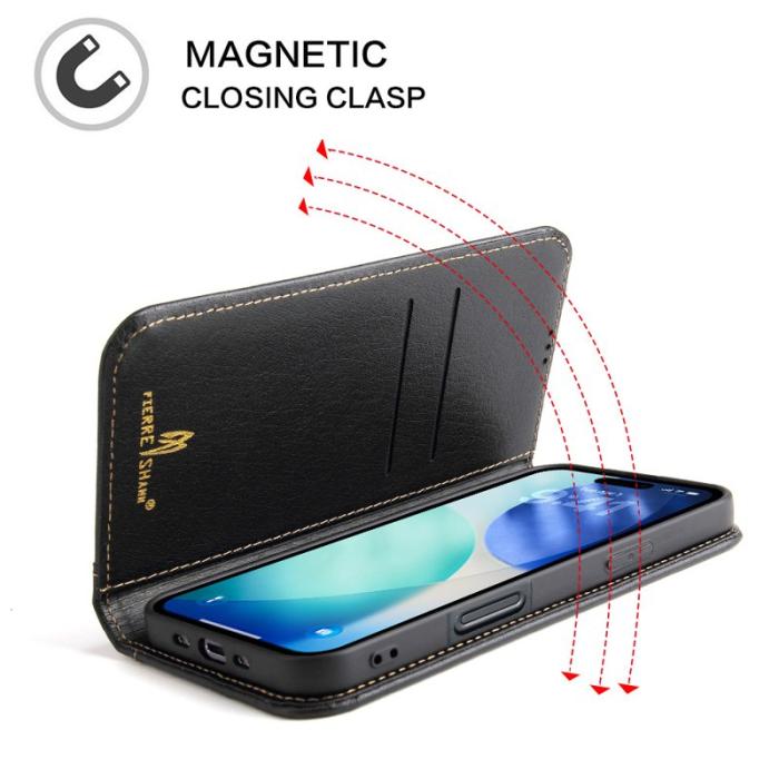 FIERRE SHANN - FIERRE SHANN för iPhone Air Fodral Wallet Äkta läder - Svart