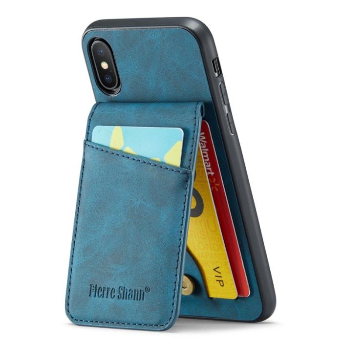 FIERRE SHANN - FIERRE SHANN för iPhone X / XS 5.8 tum Fodral - PU Läder - Blå