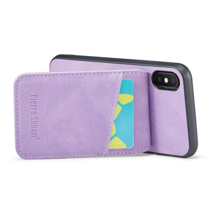 FIERRE SHANN - FIERRE SHANN för iPhone X / XS 5.8 tum Fodral - PU Läder - Lila