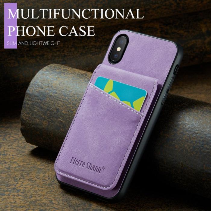 FIERRE SHANN - FIERRE SHANN för iPhone X / XS 5.8 tum Fodral - PU Läder - Lila