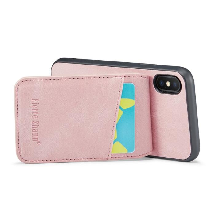 FIERRE SHANN - FIERRE SHANN för iPhone X / XS 5.8 tum Fodral - PU Läder - Rosa