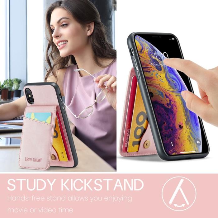 FIERRE SHANN - FIERRE SHANN för iPhone X / XS 5.8 tum Fodral - PU Läder - Rosa