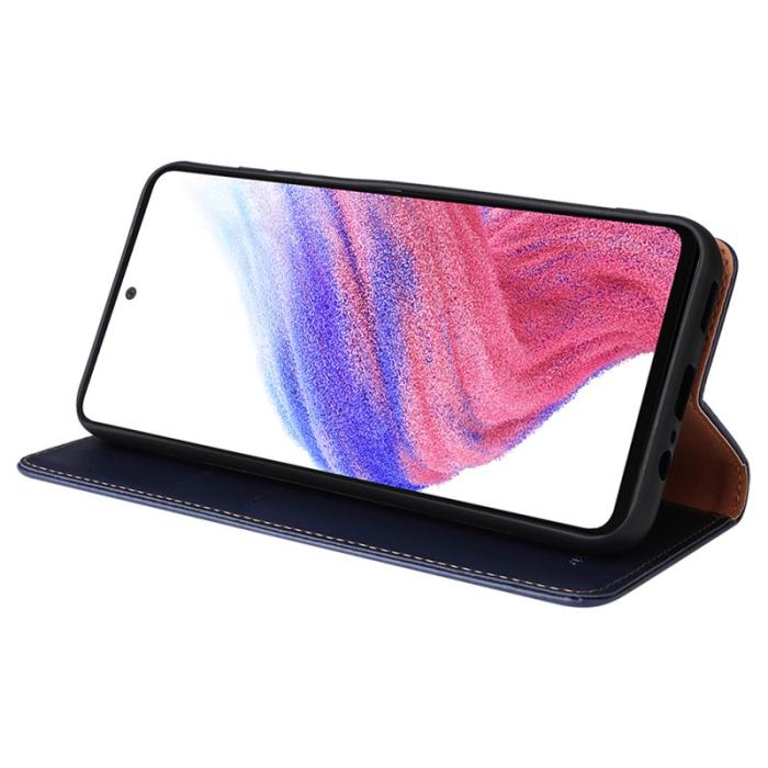 FIERRE SHANN - FIERRE SHANN för Samsung Galaxy A14 5G Fodral PU Läder - Blå