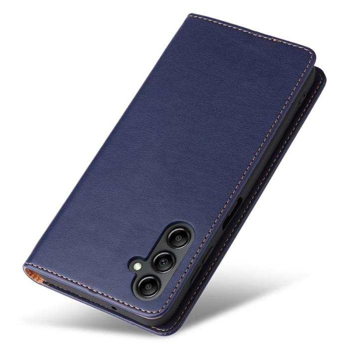 FIERRE SHANN - FIERRE SHANN för Samsung Galaxy A14 5G Fodral PU Läder - Blå