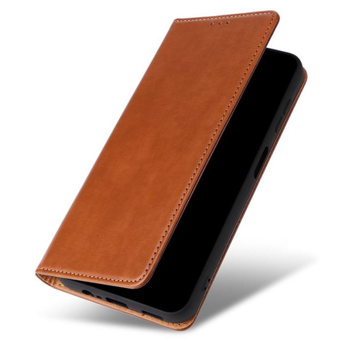 FIERRE SHANN - FIERRE SHANN för Samsung Galaxy A14 5G Fodral PU Läder - Brun