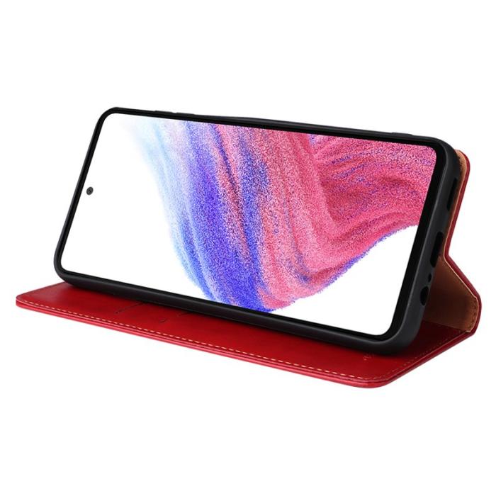 FIERRE SHANN - FIERRE SHANN för Samsung Galaxy A14 5G Fodral PU Läder - Röd