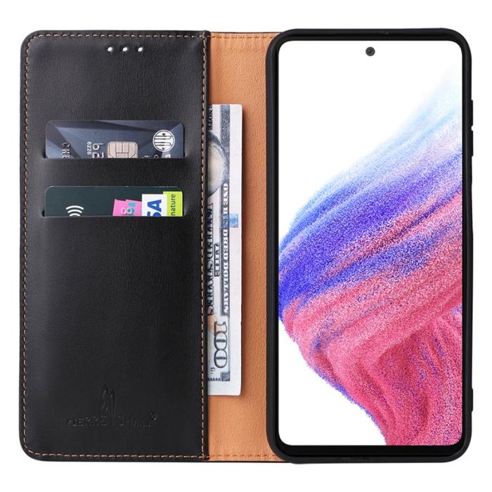 FIERRE SHANN - FIERRE SHANN för Samsung Galaxy A14 5G Fodral PU Läder - Svart