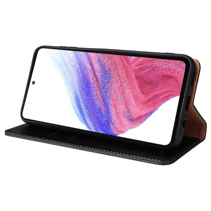 FIERRE SHANN - FIERRE SHANN för Samsung Galaxy A14 5G Fodral PU Läder - Svart