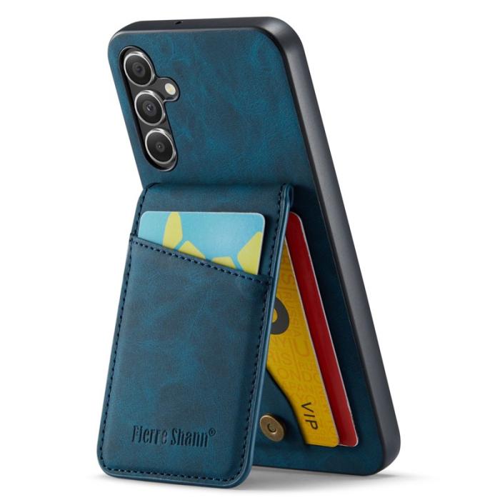 FIERRE SHANN - FIERRE SHANN för Samsung Galaxy A14 Fodral PU Läder - Blå