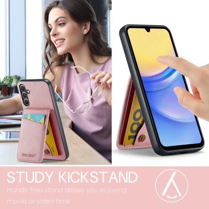 FIERRE SHANN - FIERRE SHANN för Samsung Galaxy A14 Fodral PU Läder - Rosa