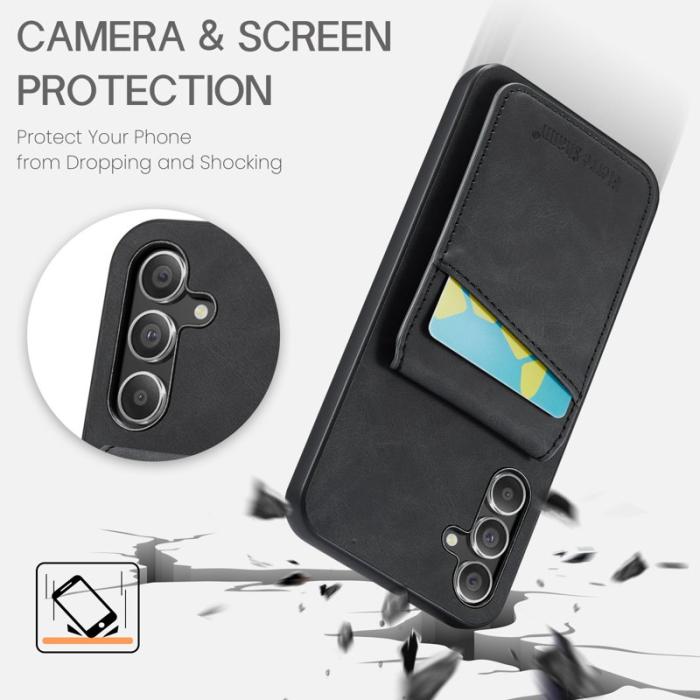 FIERRE SHANN - FIERRE SHANN för Samsung Galaxy A14 Fodral PU Läder - Svart