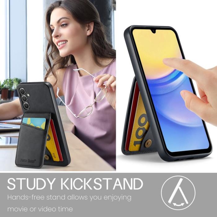 FIERRE SHANN - FIERRE SHANN för Samsung Galaxy A14 Fodral PU Läder - Svart