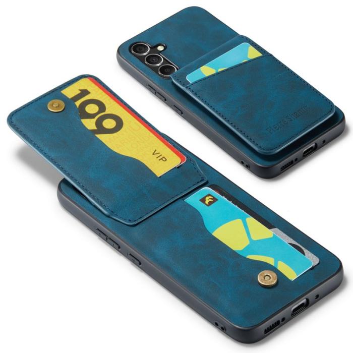 FIERRE SHANN - FIERRE SHANN för Samsung Galaxy A34 5G Fodral Shockproof PU+TPU - Blå