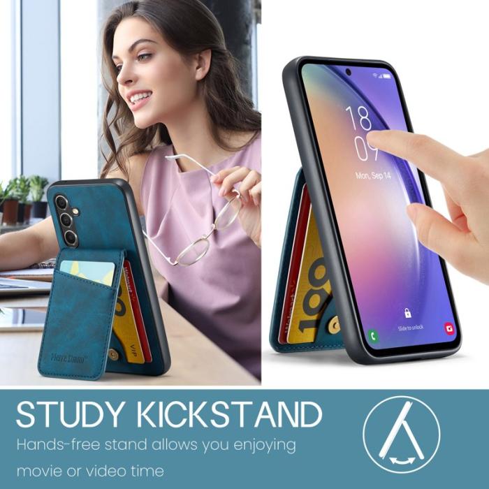 FIERRE SHANN - FIERRE SHANN för Samsung Galaxy A34 5G Fodral Shockproof PU+TPU - Blå