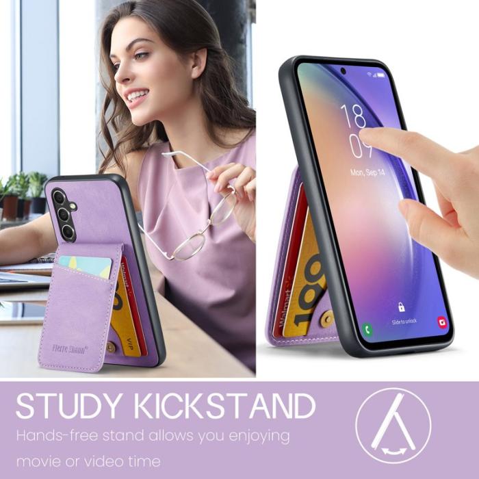 FIERRE SHANN - FIERRE SHANN för Samsung Galaxy A34 5G Fodral Shockproof PU+TPU - Lila