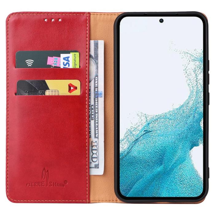 FIERRE SHANN - FIERRE SHANN för Samsung Galaxy A54 5G Fodral PU Läder - Röd