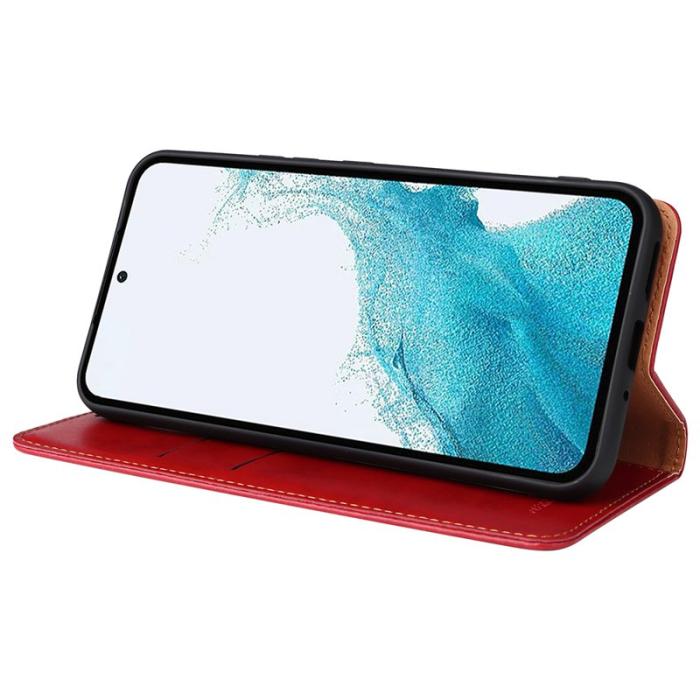 FIERRE SHANN - FIERRE SHANN för Samsung Galaxy A54 5G Fodral PU Läder - Röd