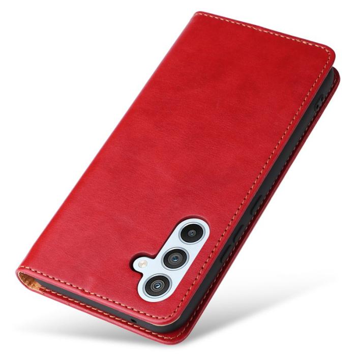 FIERRE SHANN - FIERRE SHANN för Samsung Galaxy A54 5G Fodral PU Läder - Röd