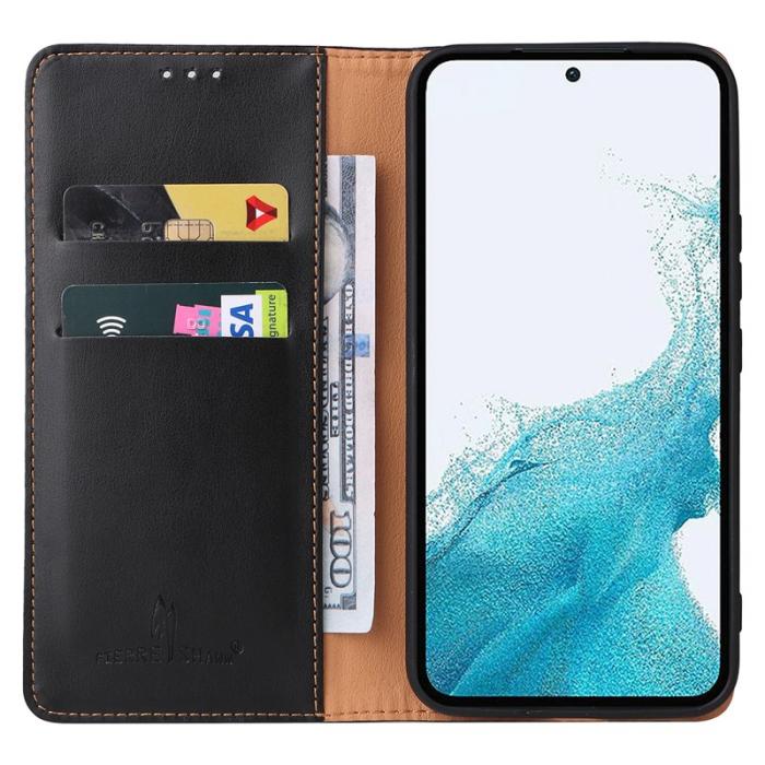 FIERRE SHANN - FIERRE SHANN för Samsung Galaxy A54 5G Fodral PU Läder - Svart