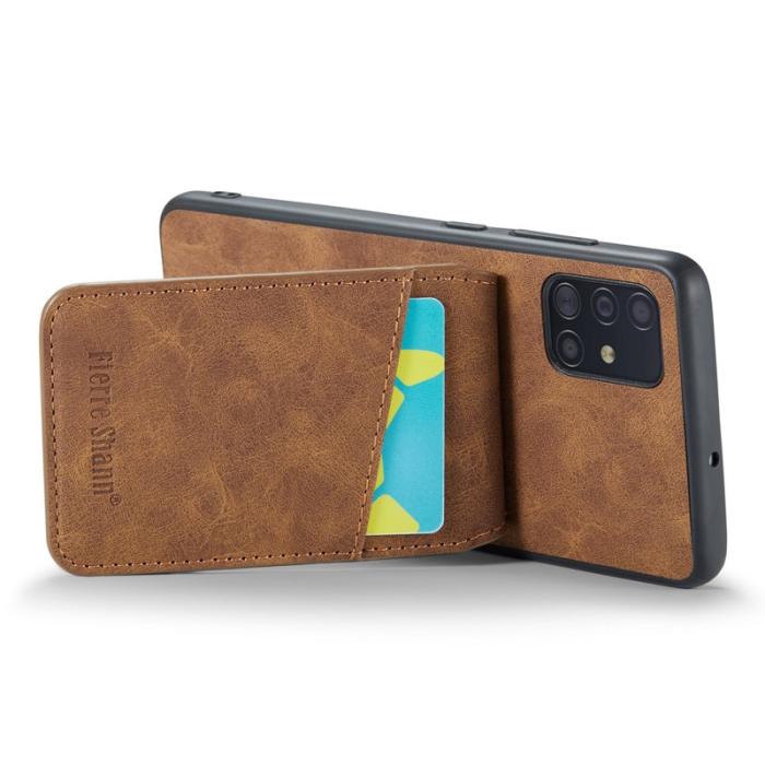 FIERRE SHANN - FIERRE SHANN för Samsung Galaxy A71 5G Fodral PU Läder - Brun