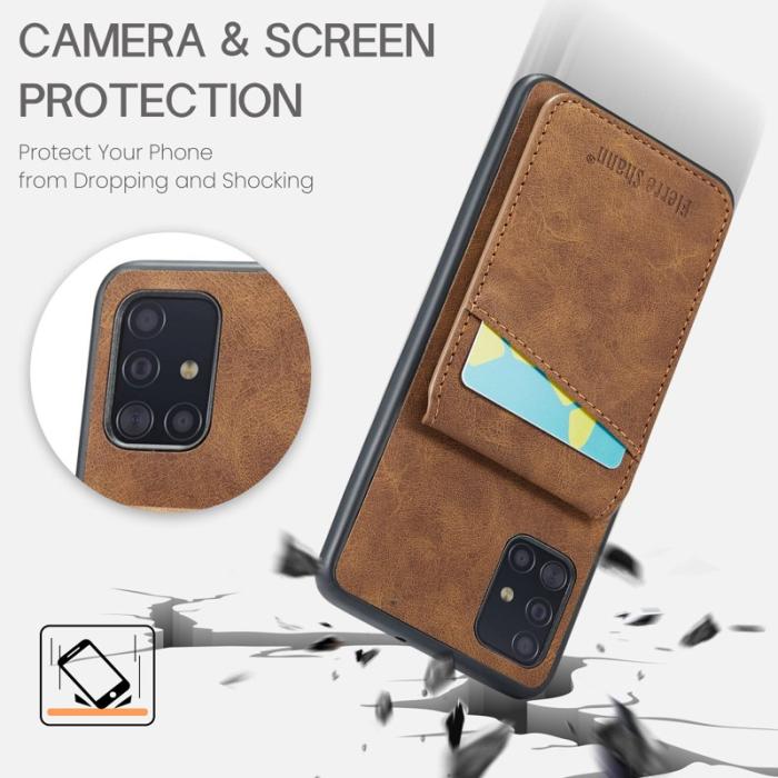 FIERRE SHANN - FIERRE SHANN för Samsung Galaxy A71 5G Fodral PU Läder - Brun