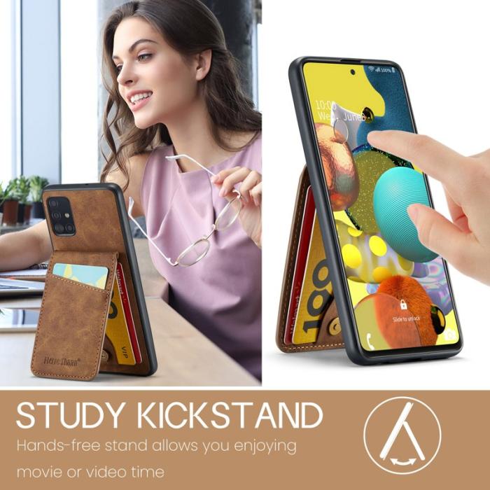 FIERRE SHANN - FIERRE SHANN för Samsung Galaxy A71 5G Fodral PU Läder - Brun