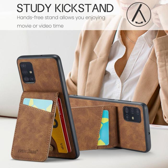 FIERRE SHANN - FIERRE SHANN för Samsung Galaxy A71 5G Fodral PU Läder - Brun