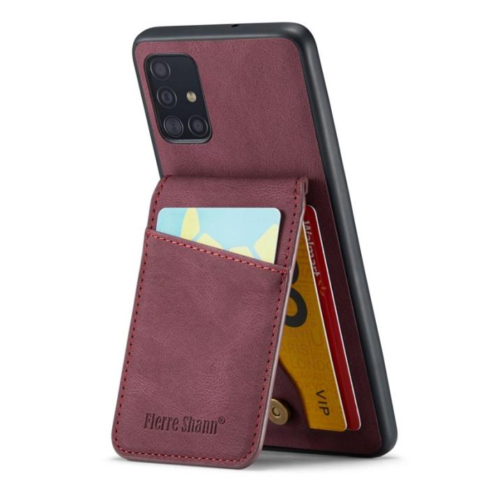 FIERRE SHANN - FIERRE SHANN för Samsung Galaxy A71 5G Fodral PU Läder - Röd