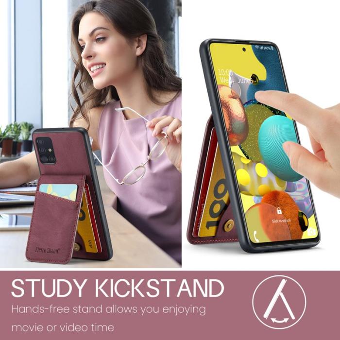 FIERRE SHANN - FIERRE SHANN för Samsung Galaxy A71 5G Fodral PU Läder - Röd