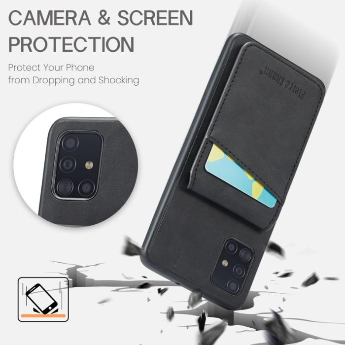 FIERRE SHANN - FIERRE SHANN för Samsung Galaxy A71 5G Fodral PU Läder - Svart