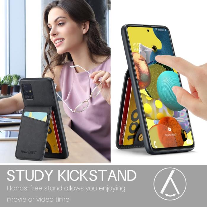 FIERRE SHANN - FIERRE SHANN för Samsung Galaxy A71 5G Fodral PU Läder - Svart