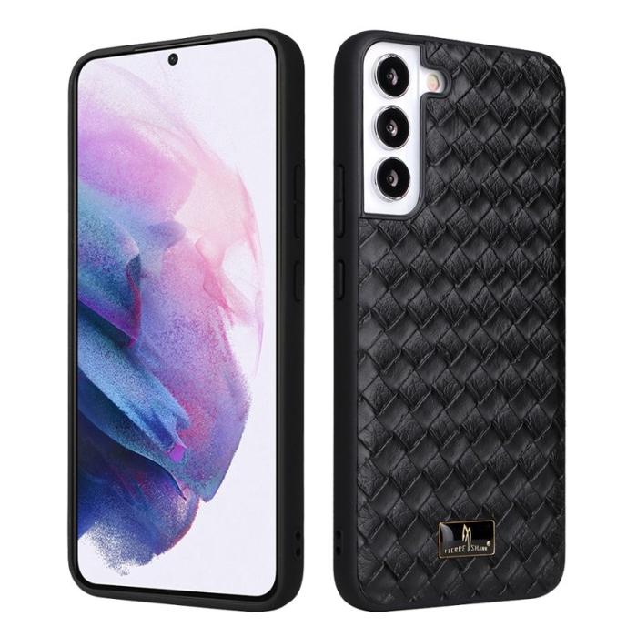 FIERRE SHANN - FIERRE SHANN för Samsung Galaxy S22 5G Fodral - Texturerad PU Läder - Svart