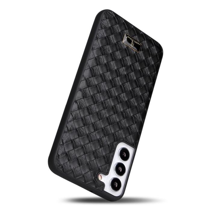 FIERRE SHANN - FIERRE SHANN för Samsung Galaxy S22 5G Fodral - Texturerad PU Läder - Svart