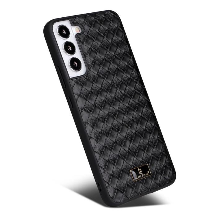 FIERRE SHANN - FIERRE SHANN för Samsung Galaxy S22 5G Fodral - Texturerad PU Läder - Svart